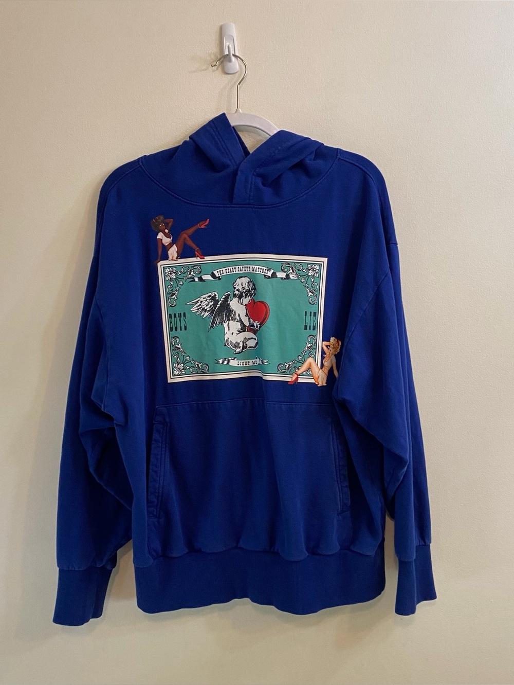 Boys Lie Perfect Match Remix Hoodie Blue OS One Size Oversized Cupid RARE‎
